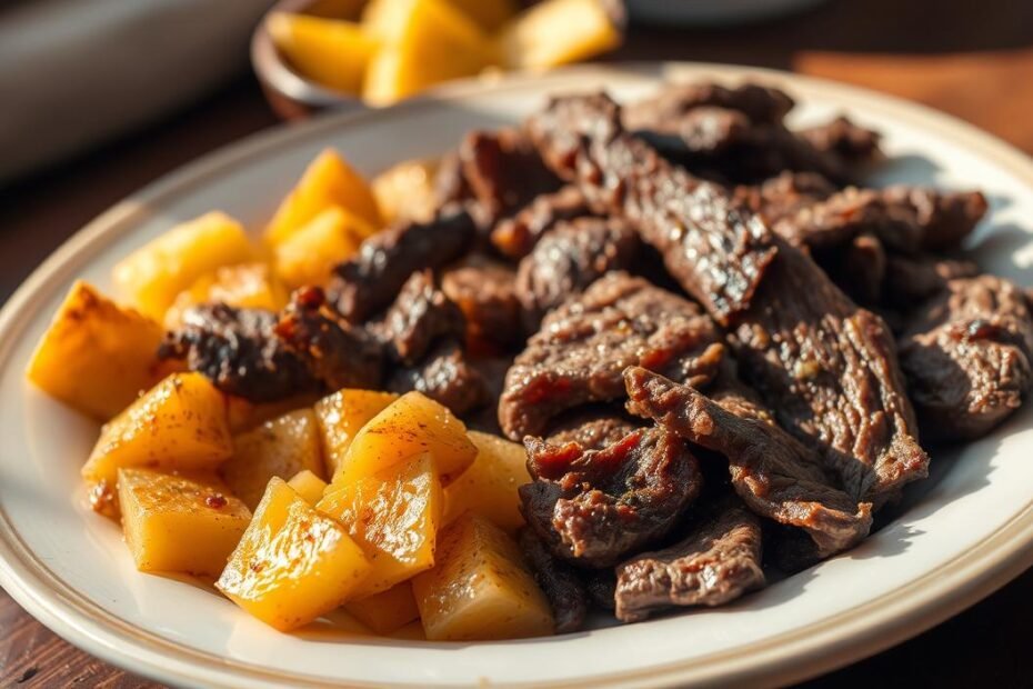 carne seca com mandioca